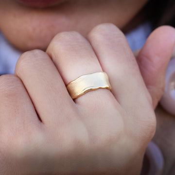 Thick Gold Ring,Unique Rings for Women,Womens Rings,Wide Rings,Gold Wedding Ring,Wave Ring,Engagement Ring,Handmade Jewelry